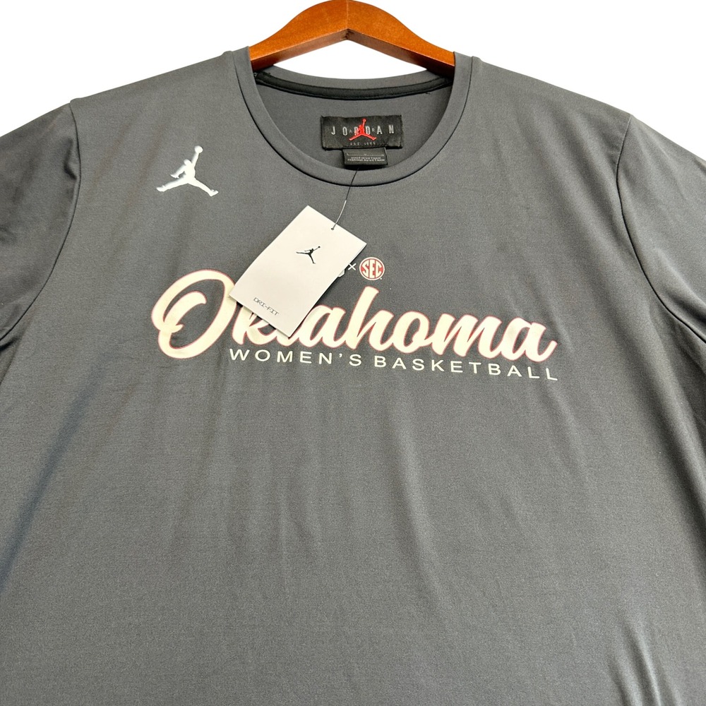 Jordan Oklahoma Sooners Womens Basketball Dri-FIT Training Shirt Mens L Gray